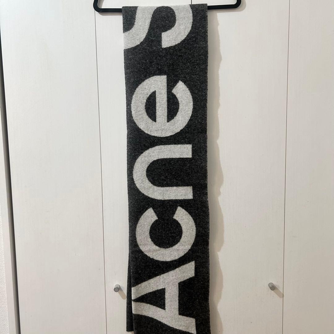 Acne Studios ウール バイカラー ロゴ マフラー