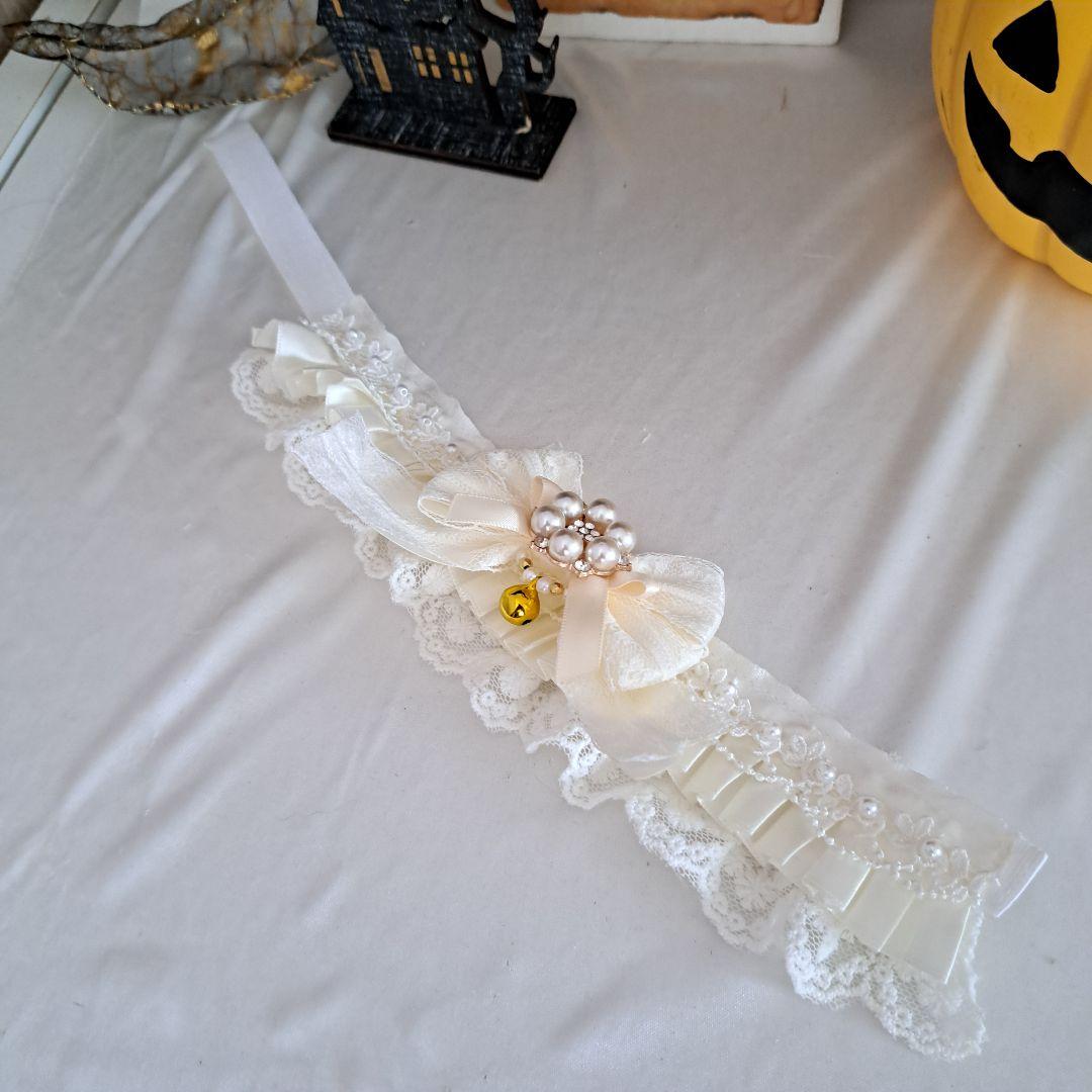 短毛ちゃんにも♥️中世ヨーロッパ風チョーカー(ホワイト②)わんちゃん猫ちゃん用