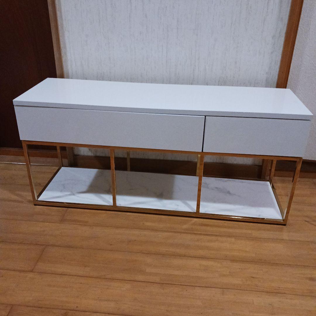 T1265☆美品☆フランフラン　レーヌ　TV台　ゴールドフレーム　大理石調