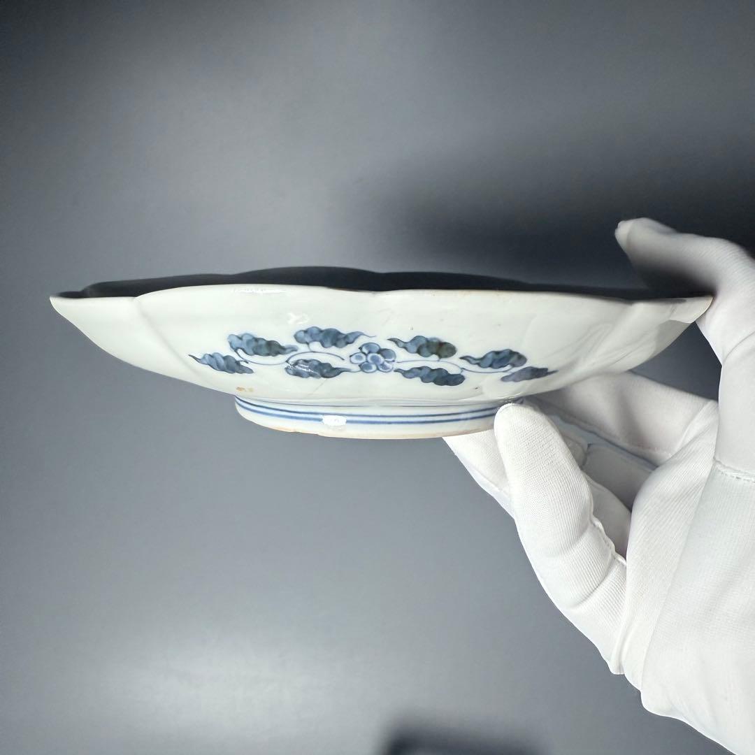 大正〜昭和初期　十二代柿右衛門　錦　丸文様　鳳凰文　変形皿　角福　十枚　希少な器