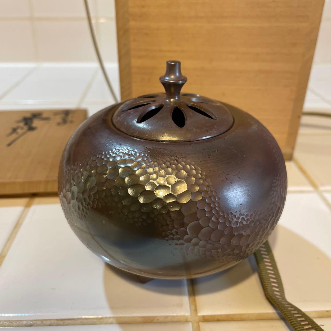 常滑焼　名工　小西洋平作　窯変練込　香道具　香炉　共箱　伝統工芸