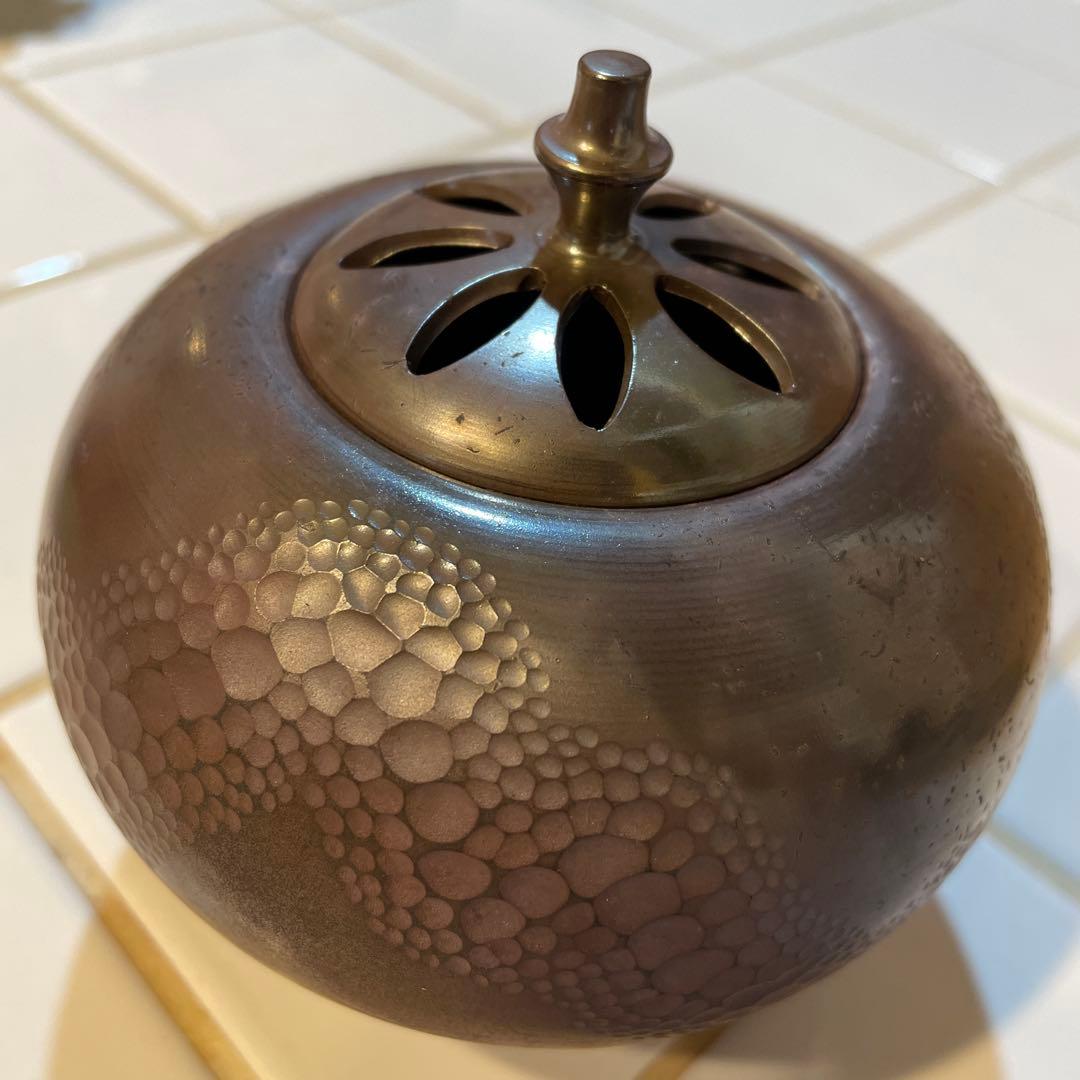 常滑焼　名工　小西洋平作　窯変練込　香道具　香炉　共箱　伝統工芸