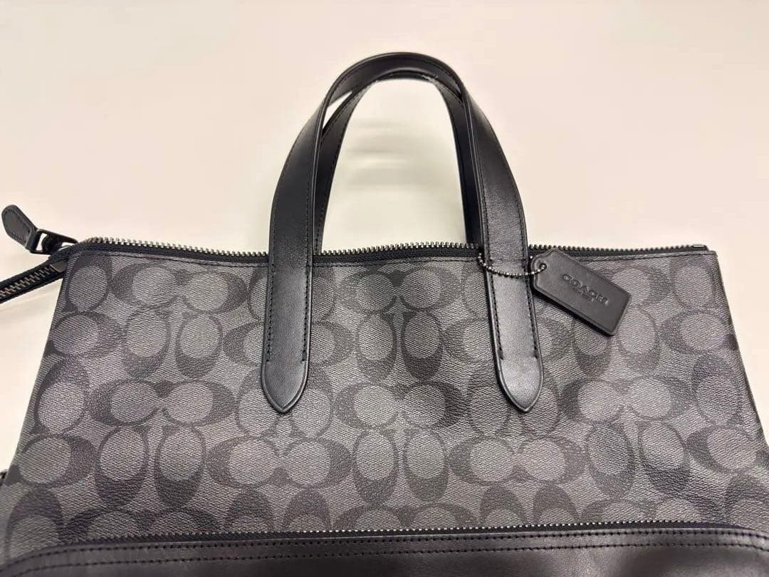 【新品未使用】COACH ブラック レザービジネスバッグ