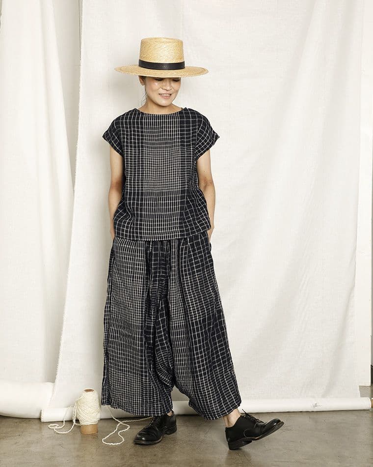 ichi Antiquites 限定 ヴィンテージチェックサルエルパンツ