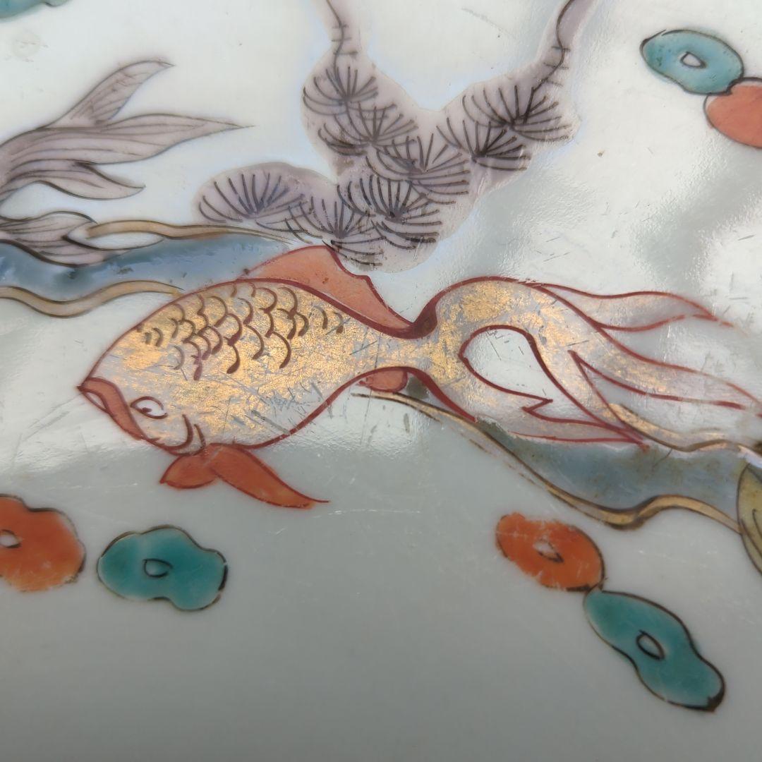 【ヘタウマ】金魚【古伊万里】大皿【色絵】