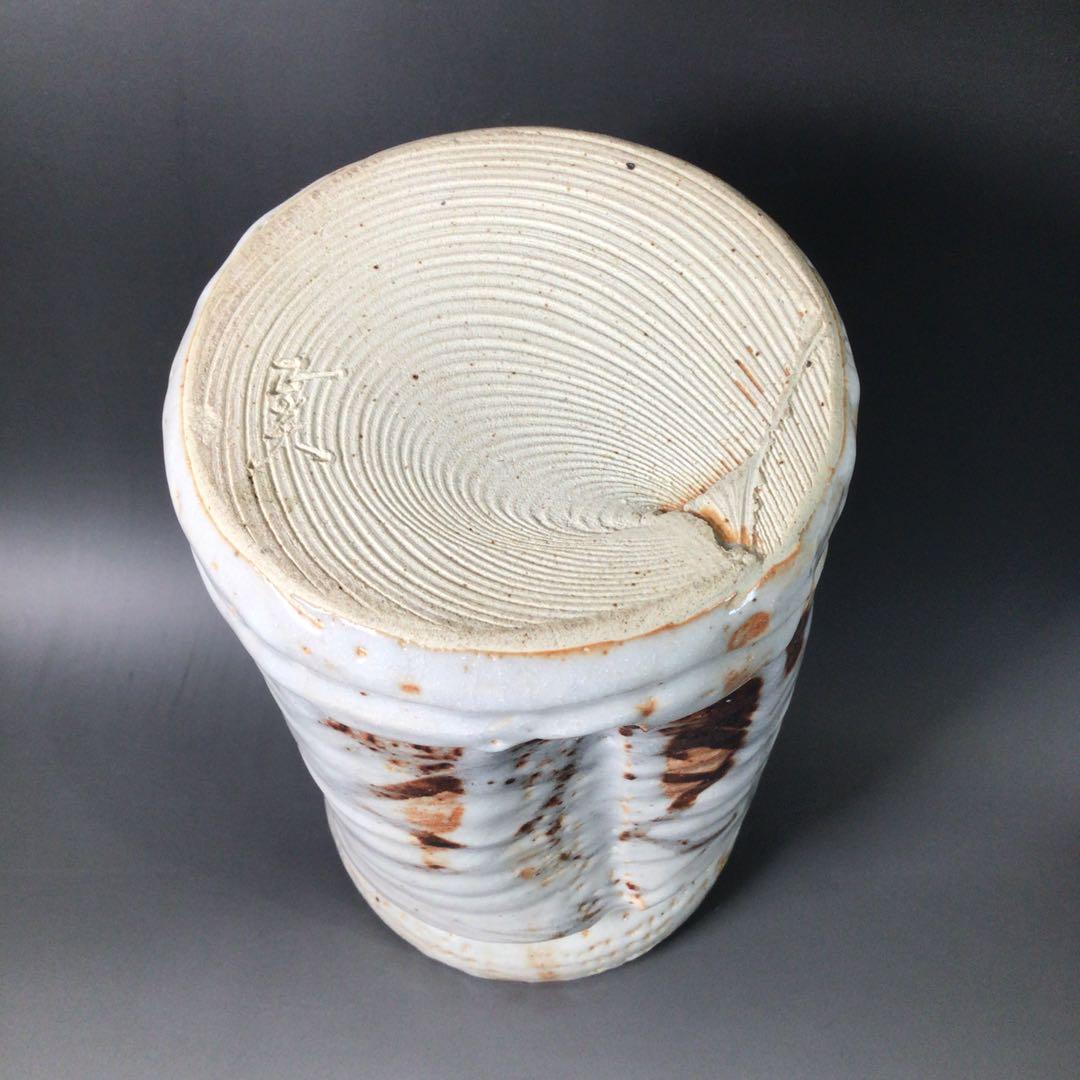 Ｓ１５２　水指　『美濃焼』『矢田正炎造』『志野水指』　共箱　茶道具