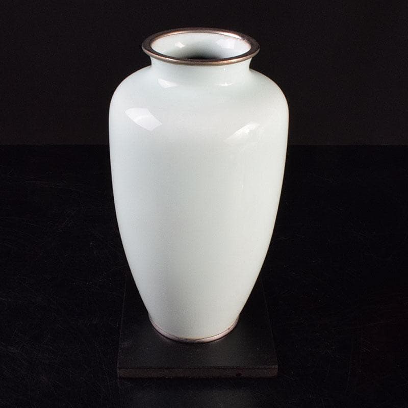 七宝焼　安藤七宝店　花文　花瓶　唐木台　時代箱付　M　R9165