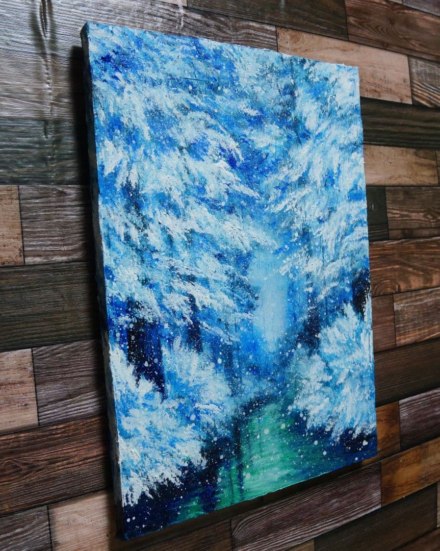 油絵 絵画 【冬の川】