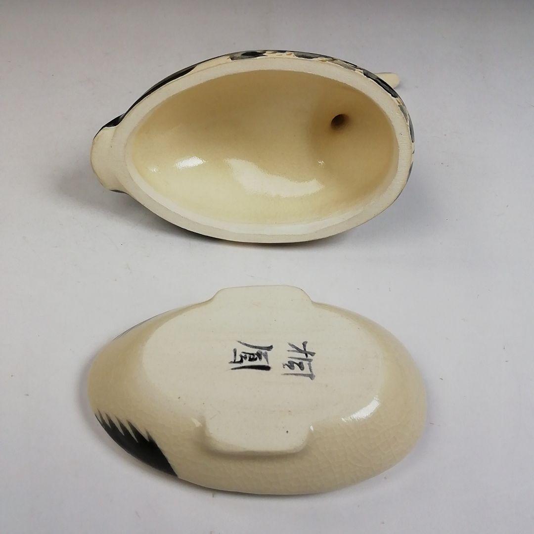 Ｗ９８　香合　『仁清写　鶴』『平安　手塚桐鳳 造』　共箱　茶道具