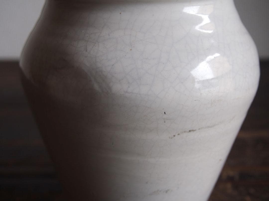 白釉薬 南欧陶器 マニセス 壷 甕かめ 昔の保存容器 スペイン古陶/K356