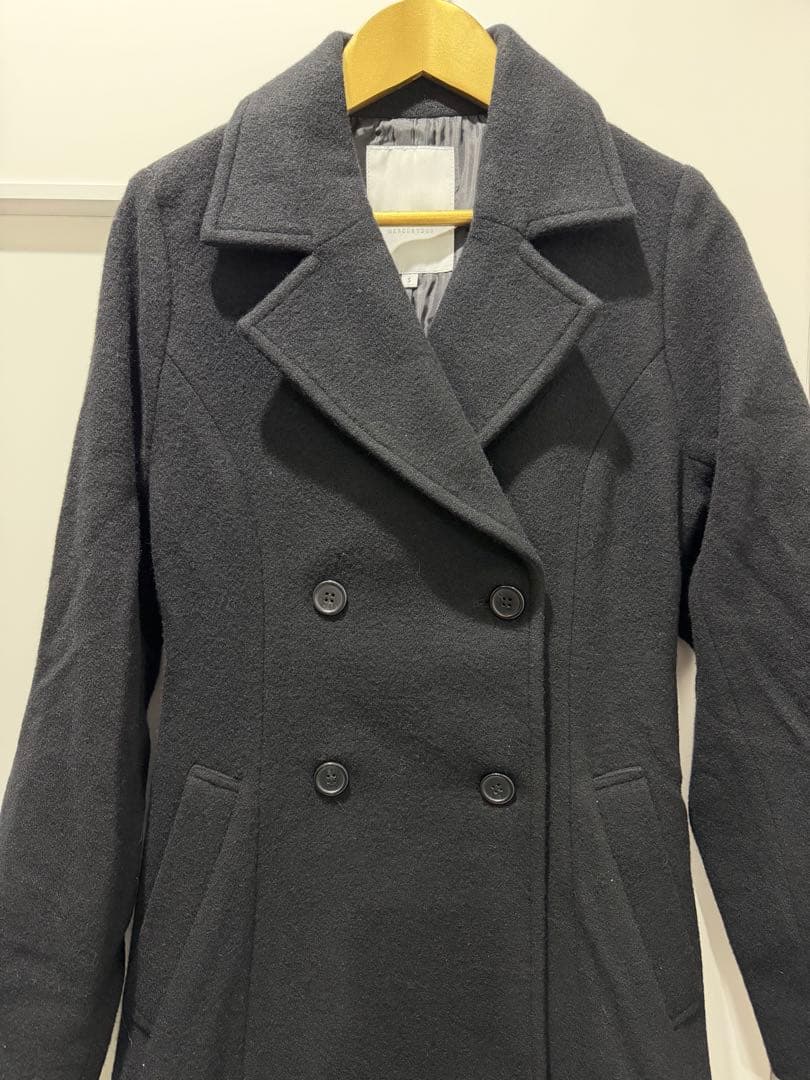 MERCURYDUO フィットアンドフレアコート S ブラック