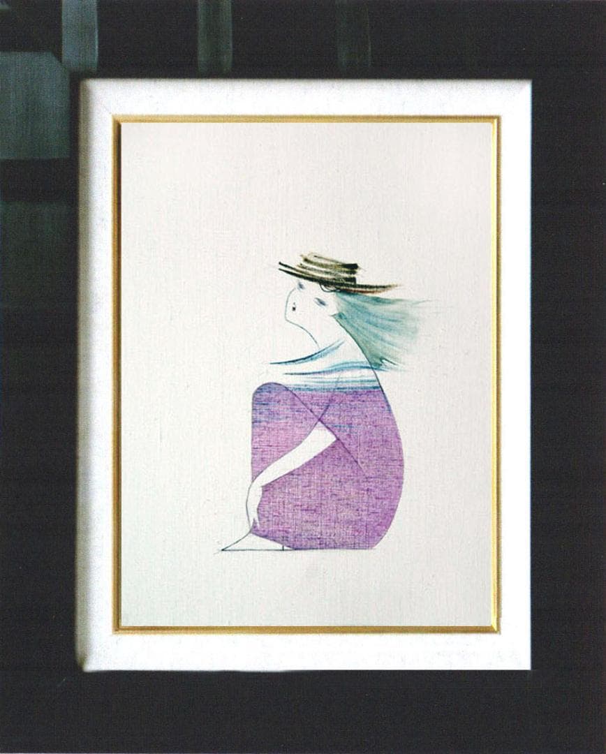 油絵 菅家令子 絵 絵画 インテリア 額付(黒) F4-080414 人物 女性