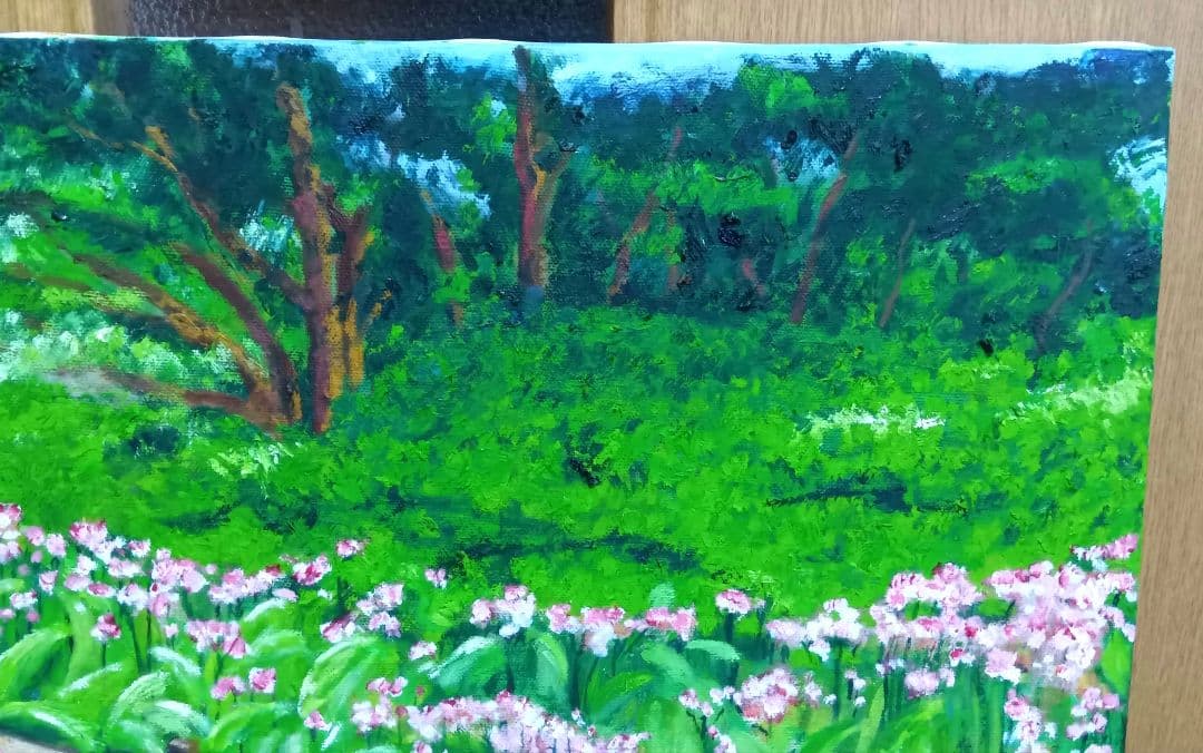 油絵 風景画 クリンソウ(九輪草) ５月【P10】