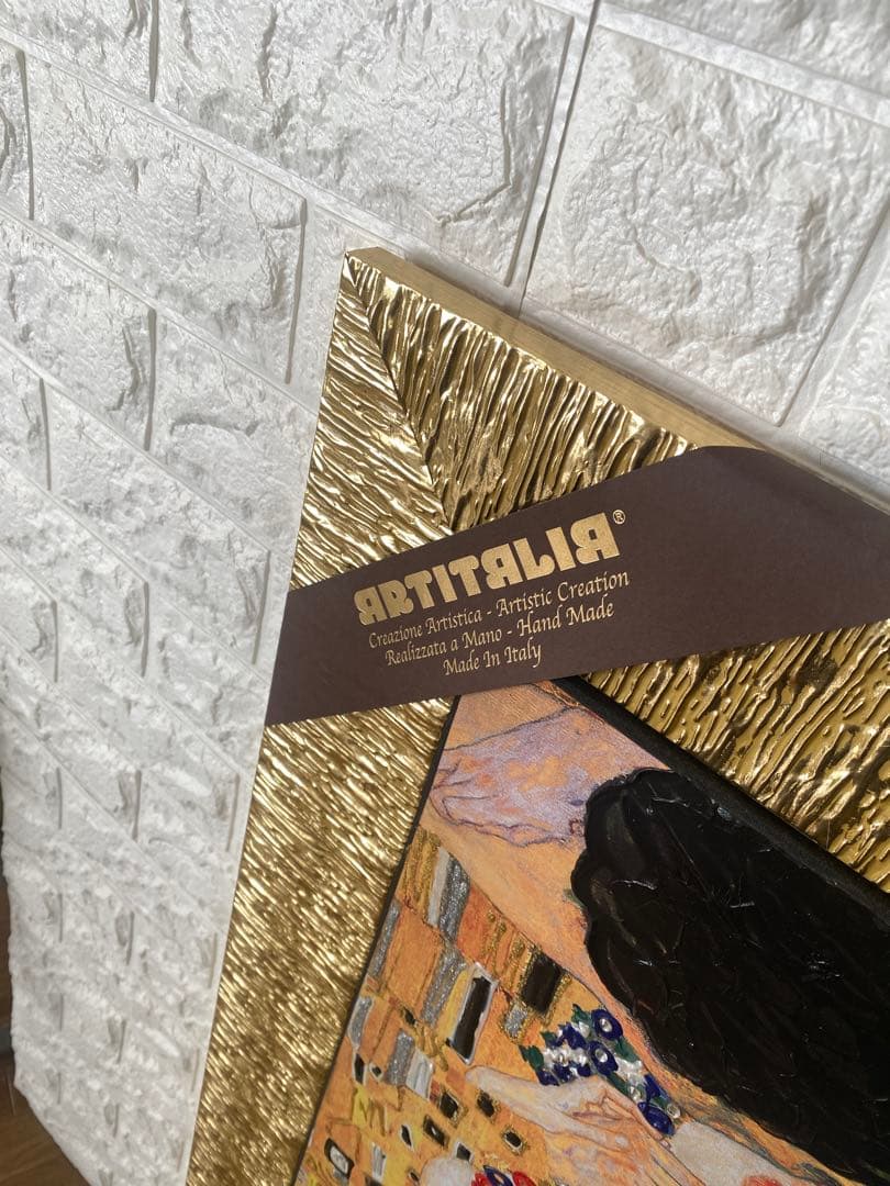 接吻 金色フレーム アート作品 約110cm