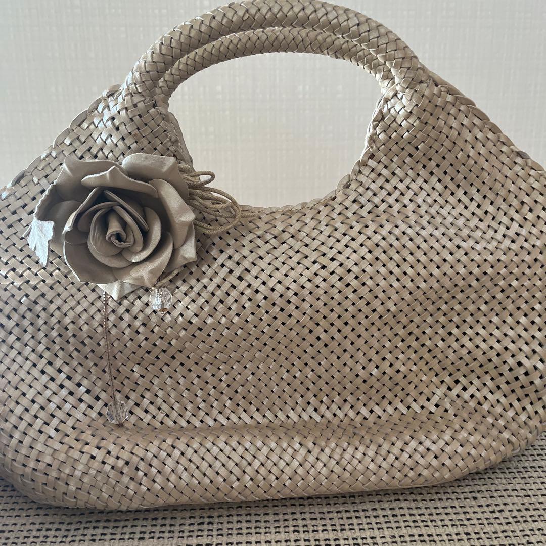 PRADA 編み込みハンドバッグ ベージュ