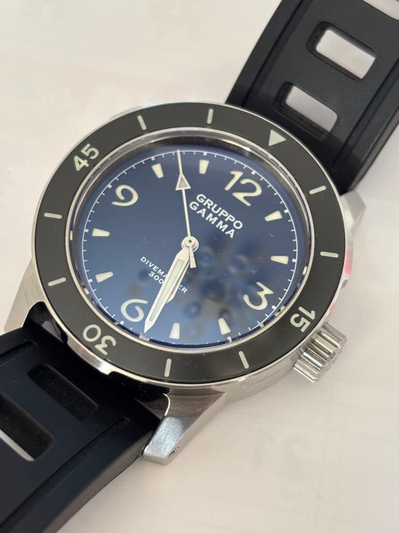 希少GRUPPO GAMMA ダイブマスター　ダイバーズウォッチ ラバーベルト