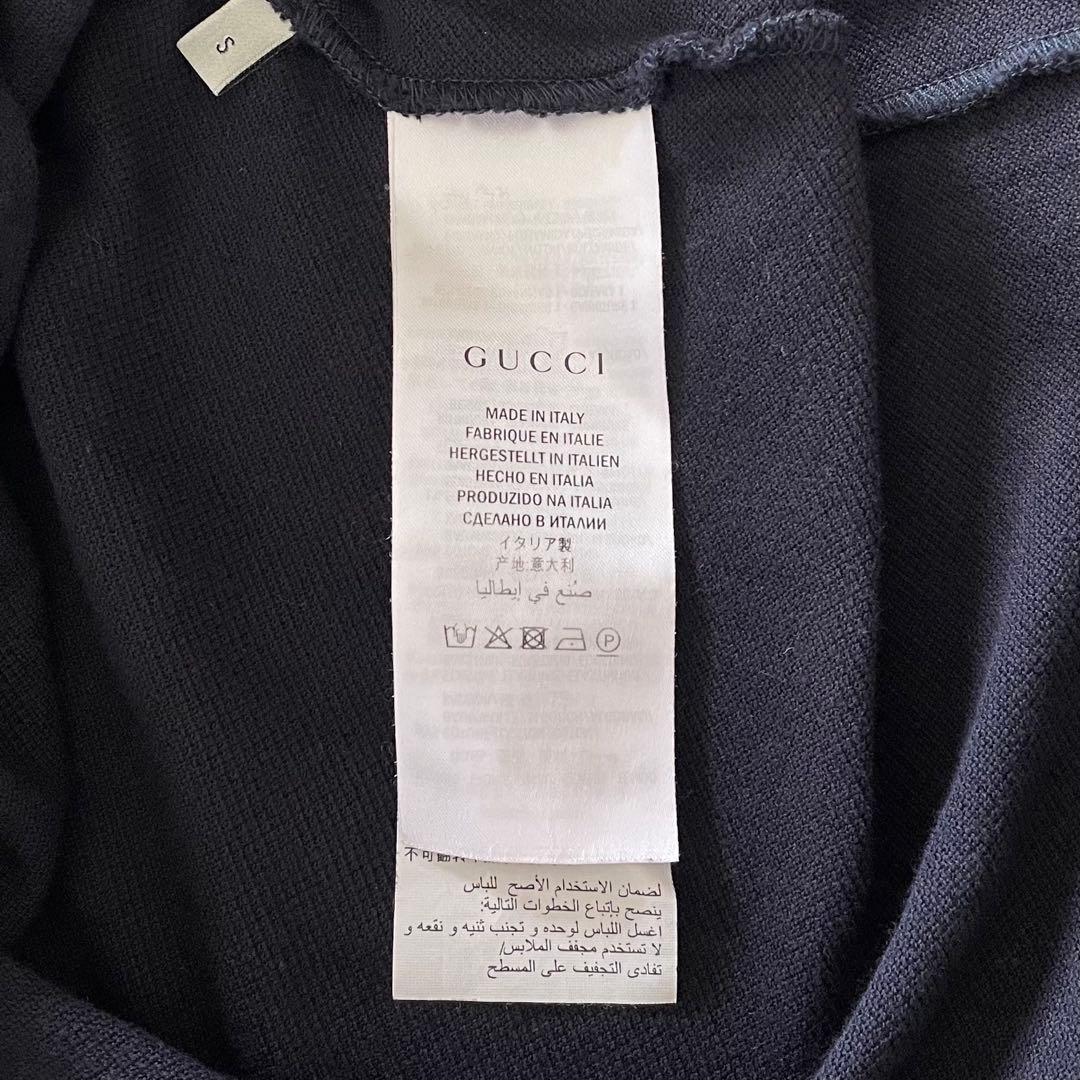 《超美品》GUCCI グッチ ポロシャツ ハチ 蜂 刺繍 ワッペン ネイビー S
