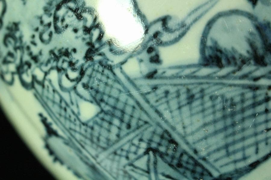 中国美術 青花 人物絵 筆筒 壷(K-LC852)