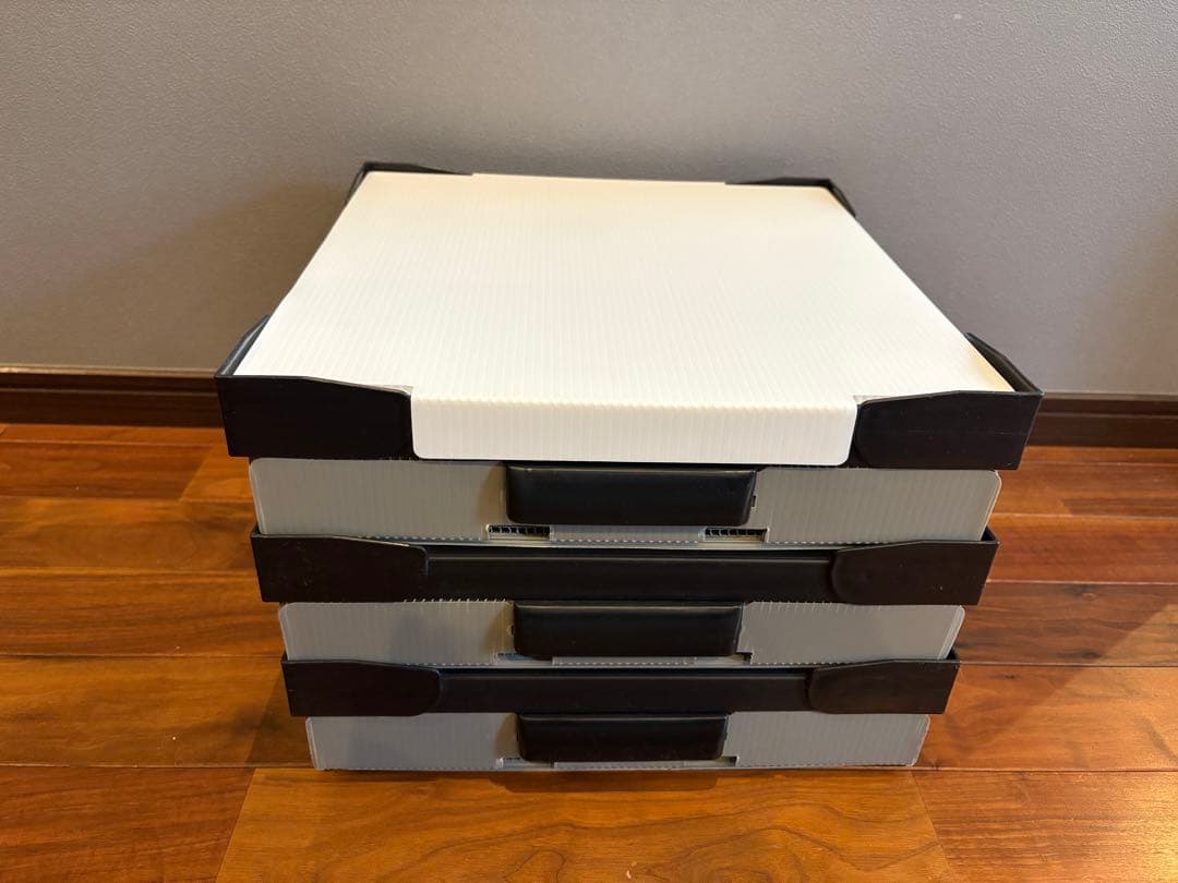 DMR レコード コンテナ グレー 3個セット フタ ホワイト付属