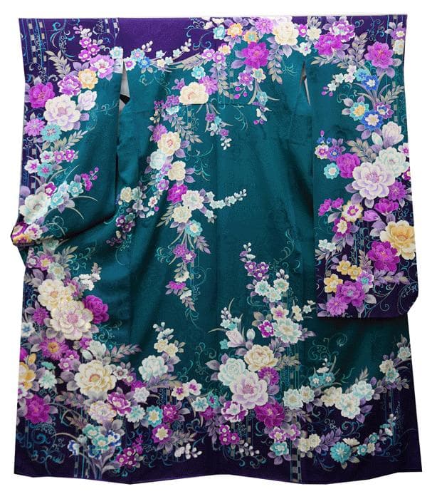 もりはなえ　振袖　 豪華な色柄　紋意匠生地 　身丈166cm 　ガード加工済