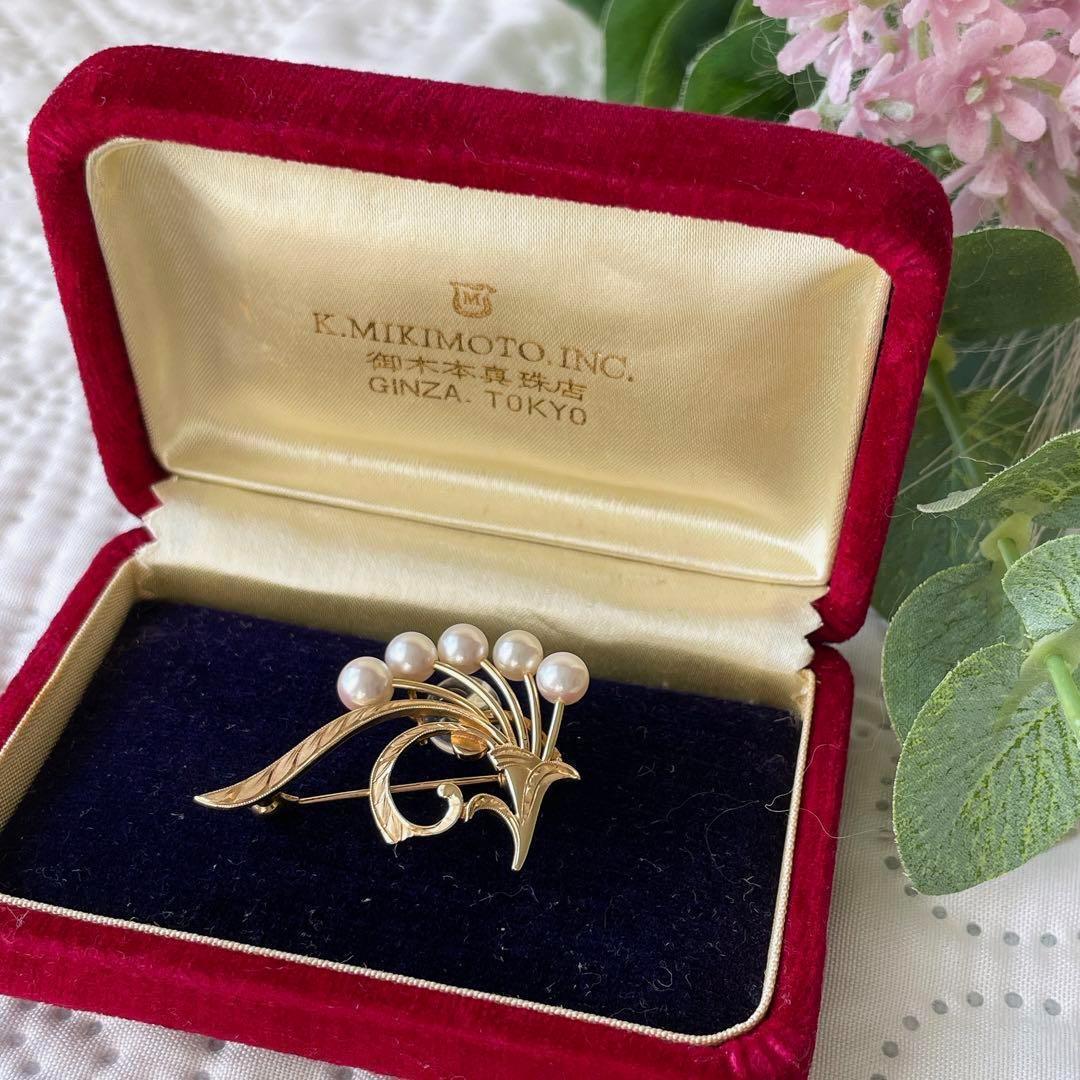 極美品 ミキモトMIKIMOTO パール ブローチ ゴールド K14 人気