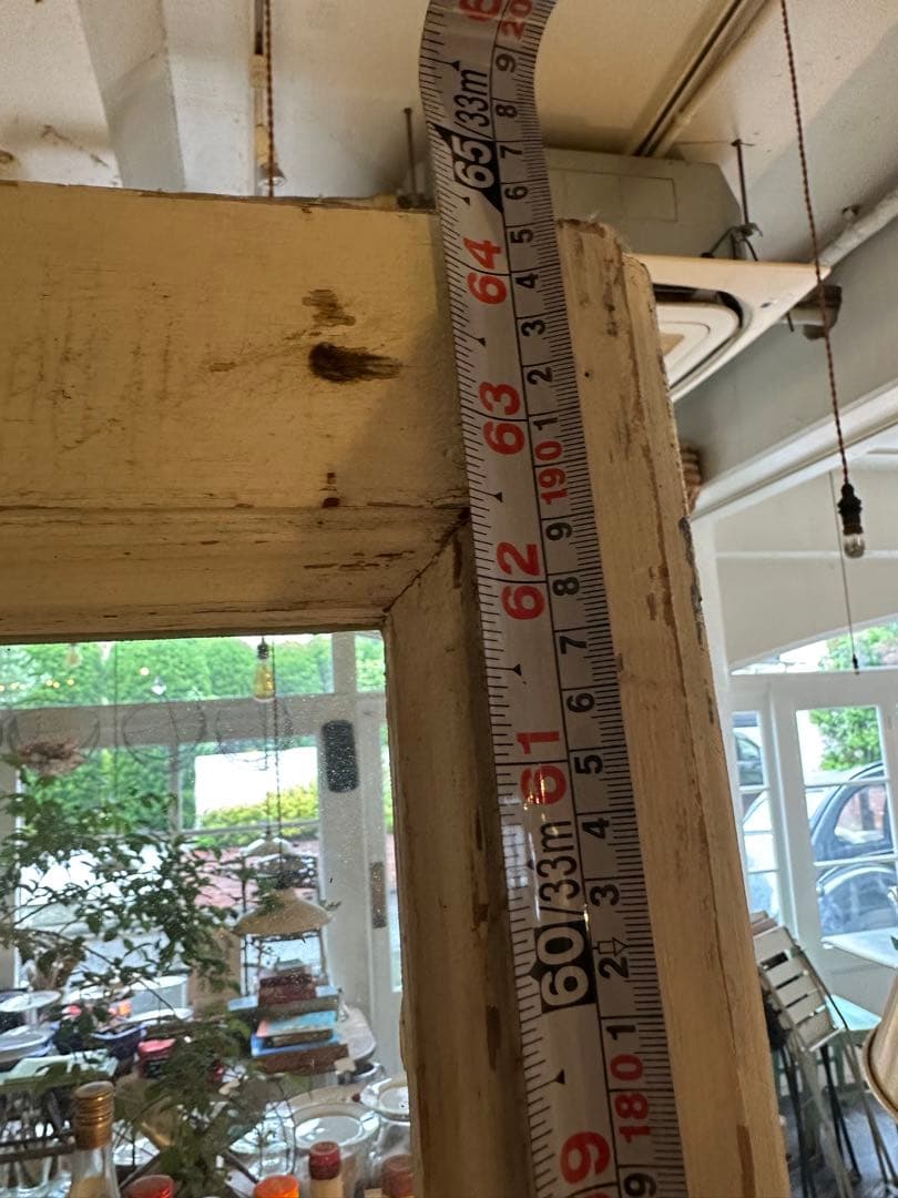 木製アンティーク窓 ガラス入り ホワイト