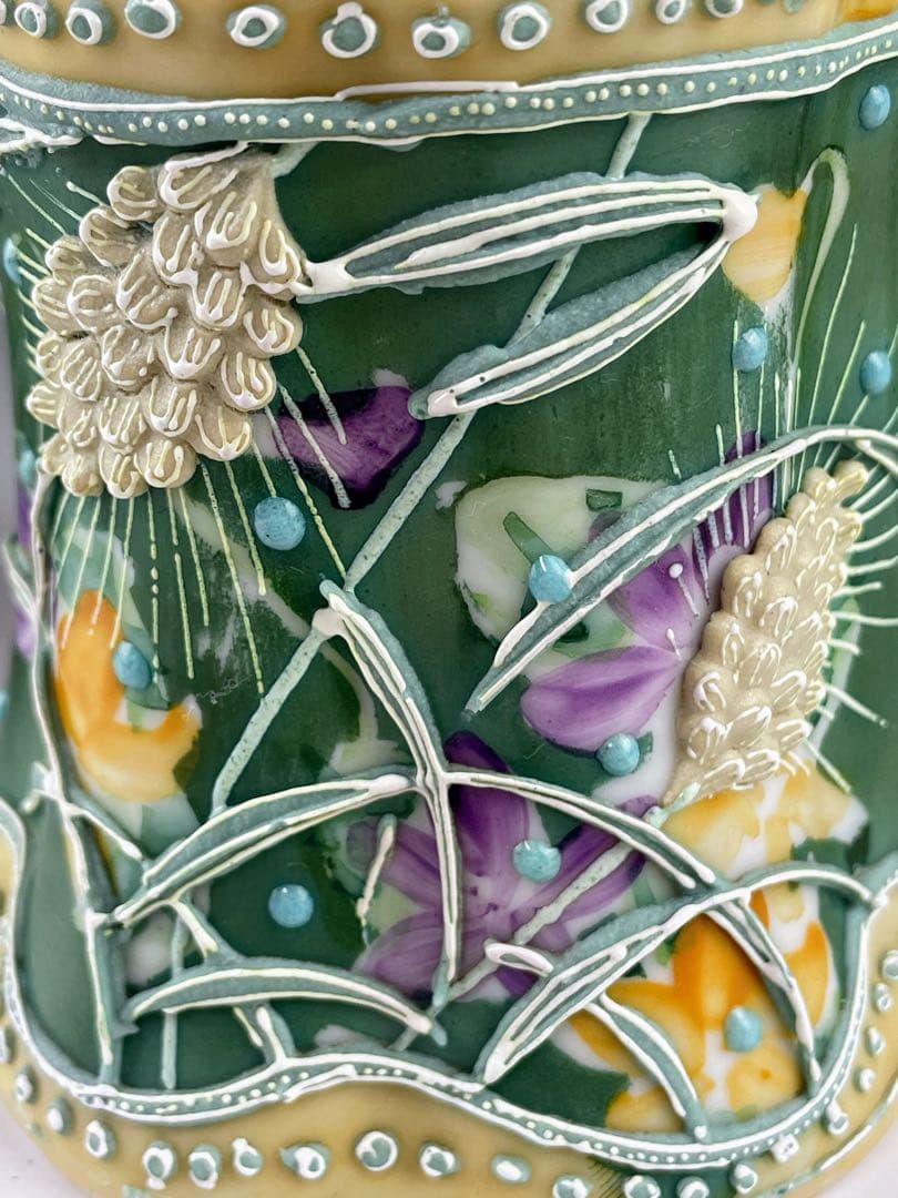 【希少】オールドニッポン アールヌーボー 麦図 一陳盛り上げ クリーマー ジャグ