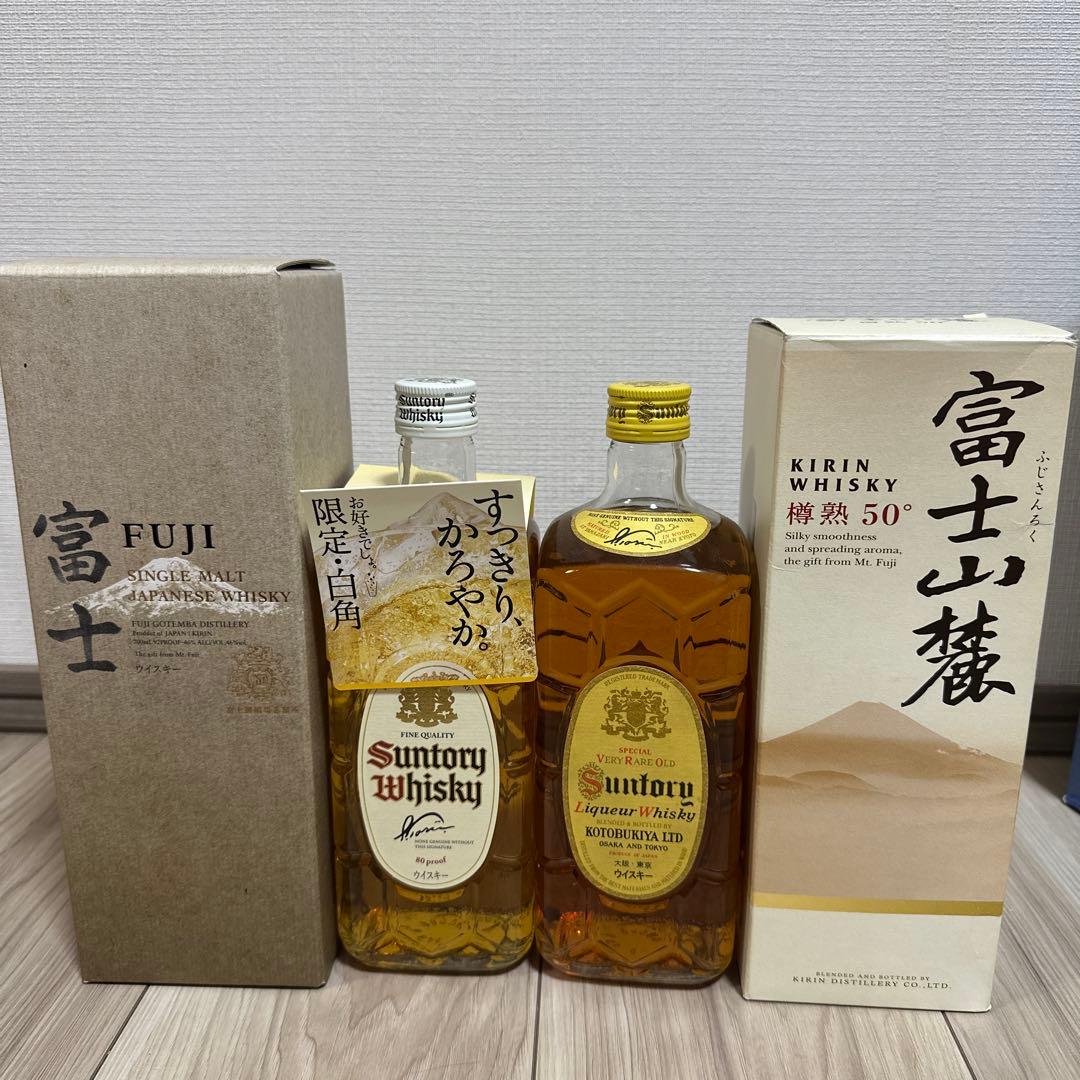 ぐりもん富士シングルモルト、富士山麓、白角、復刻角ウイスキー4本セット