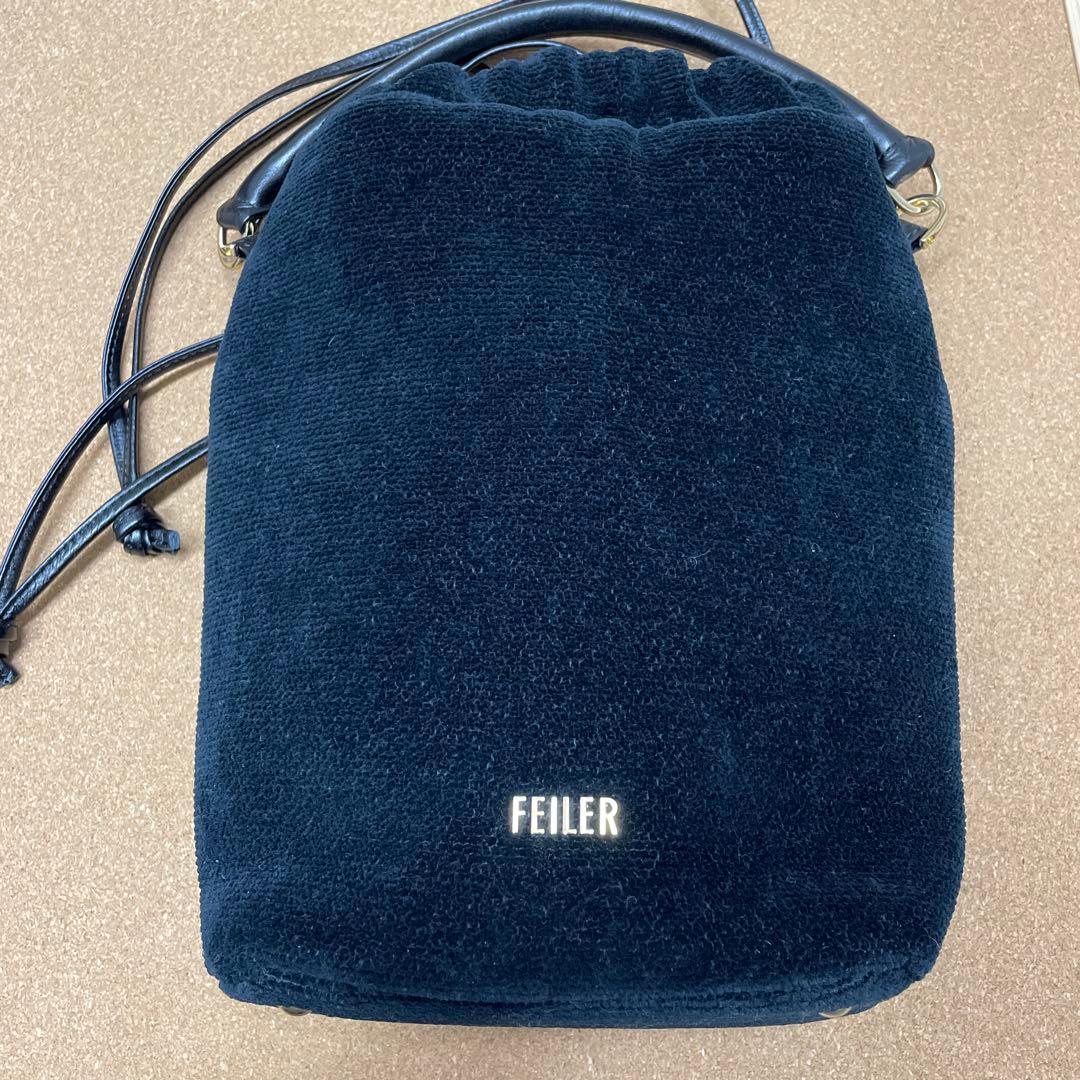 FEILER フェイラー　ユニ　巾着 バッグ　ブラック