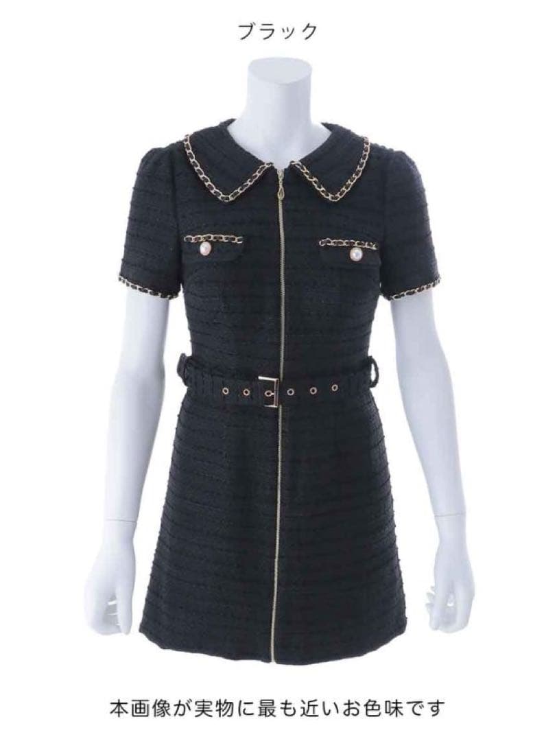 ✴︎JEWELS✴︎ 新品未使用　フロントジップツイードワンピース/キャバドレス