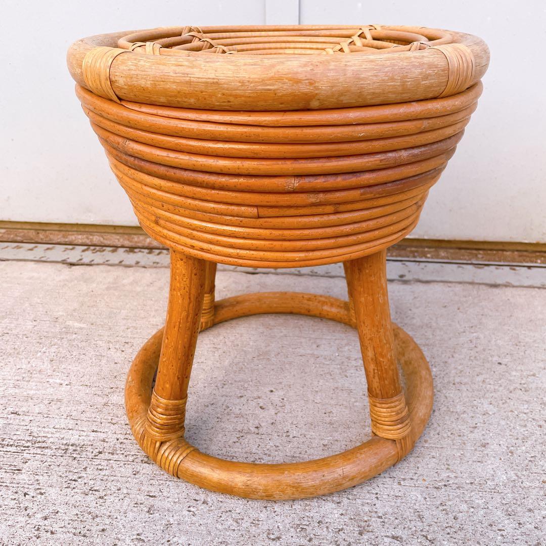 山川ラタン スツール ジャパンヴィンテージ 籐編み 山川譲 ジャパニーズモダン