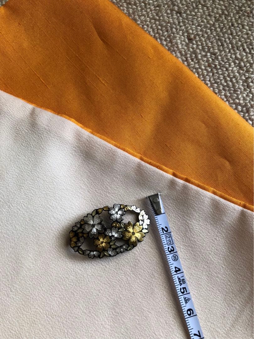 象嵌　ペンダントブローチ　透かし小判　桜