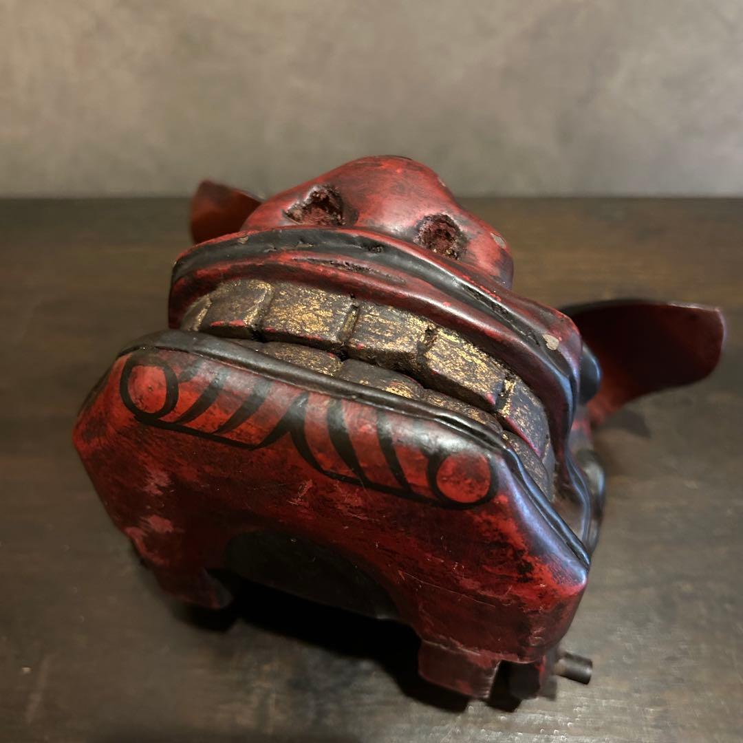 古い　獅子頭　獅子舞　骨董