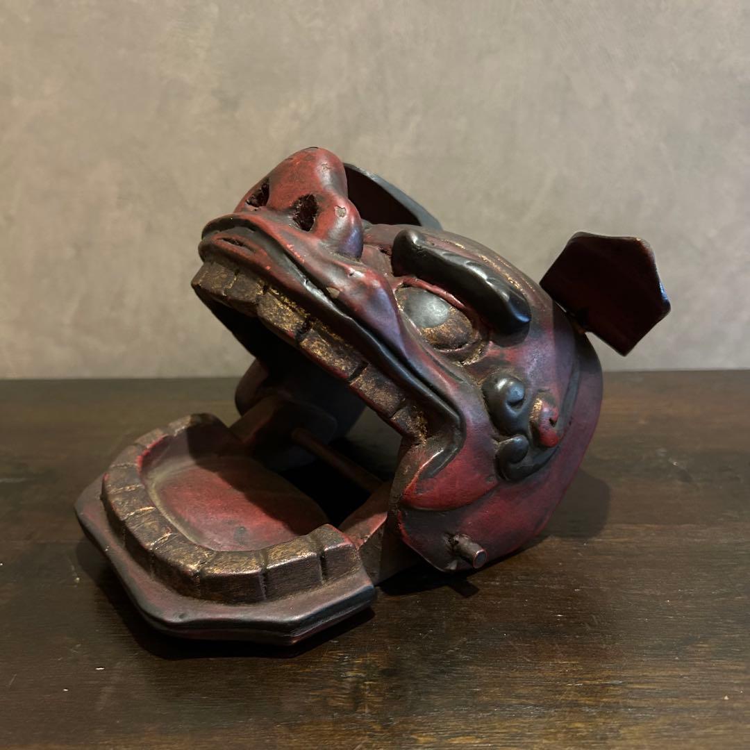 古い　獅子頭　獅子舞　骨董