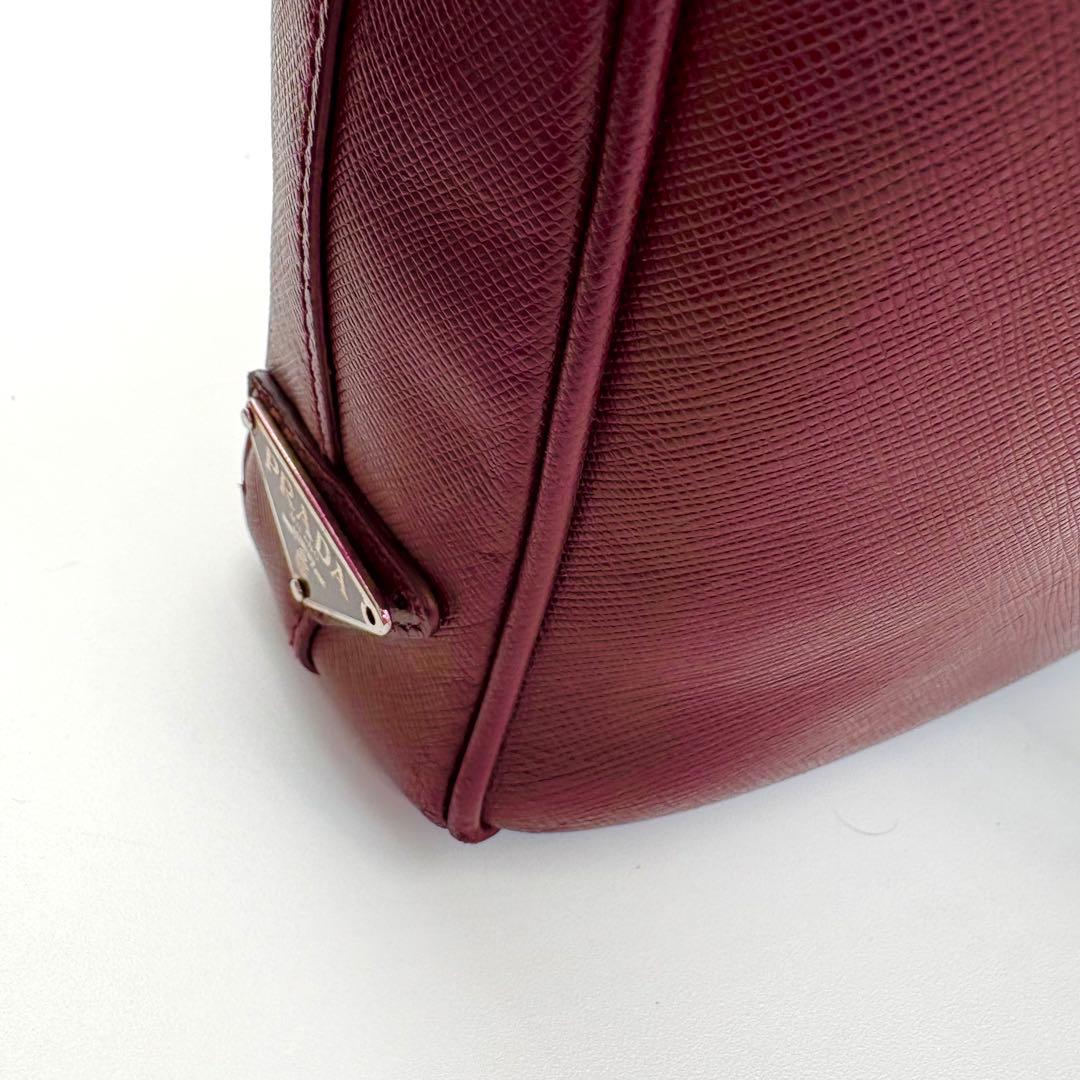 PRADA　ビジネスバック　2way　サフィアーノレザー　三角ロゴ　ボルドー