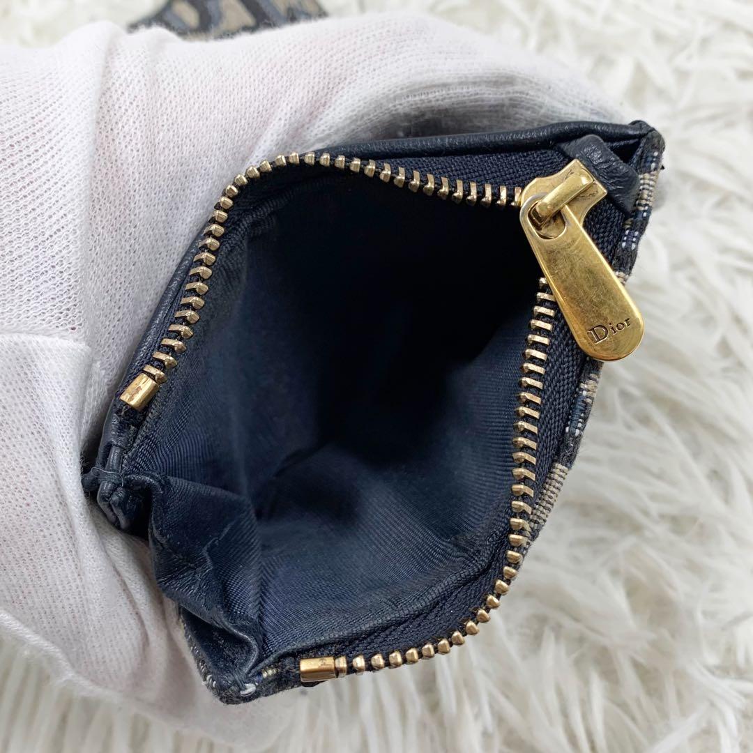 【✨極美品✨】ディオール 三つ折り財布 オブリーク サドル Dロゴ ネイビー