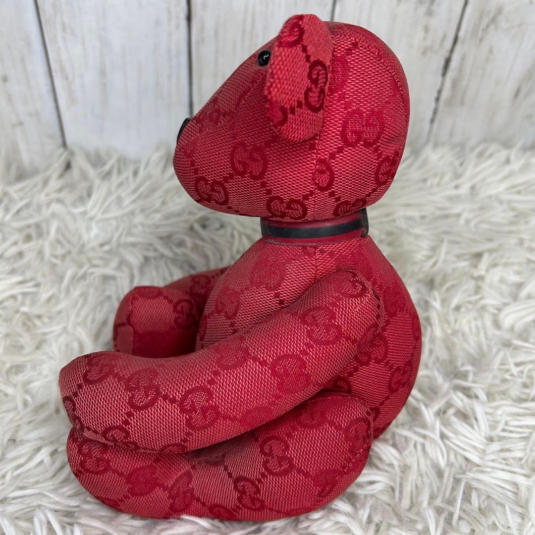 GUCCI テディベア ぬいぐるみ グッチ GG柄 クマ くま GG 赤　レッド