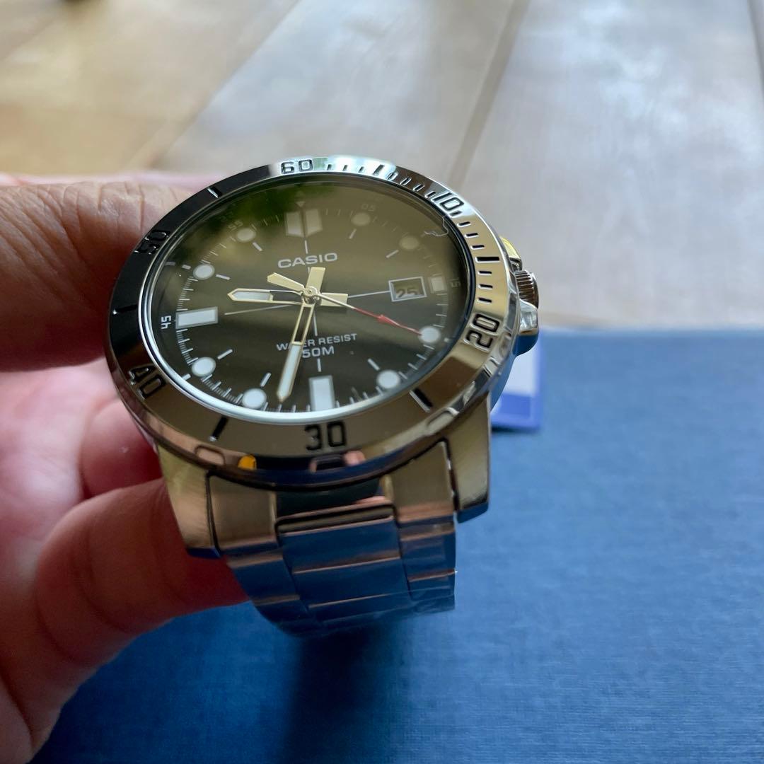 カシオ アナログ腕時計　海外逆輸入　新品　ビッグフェイス　ステンレスモデル