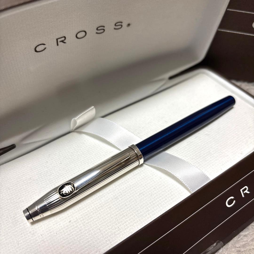 CROSS クロス シルバーカラー　ネイビー　万年筆 18Kペン先　希少