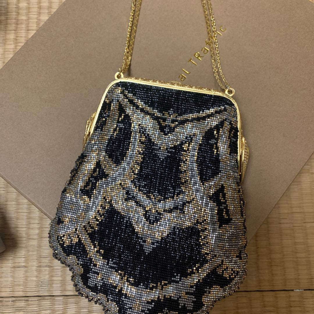 デリカビーズ　フリンジ　バッグ　ハンドメイド　シルバー