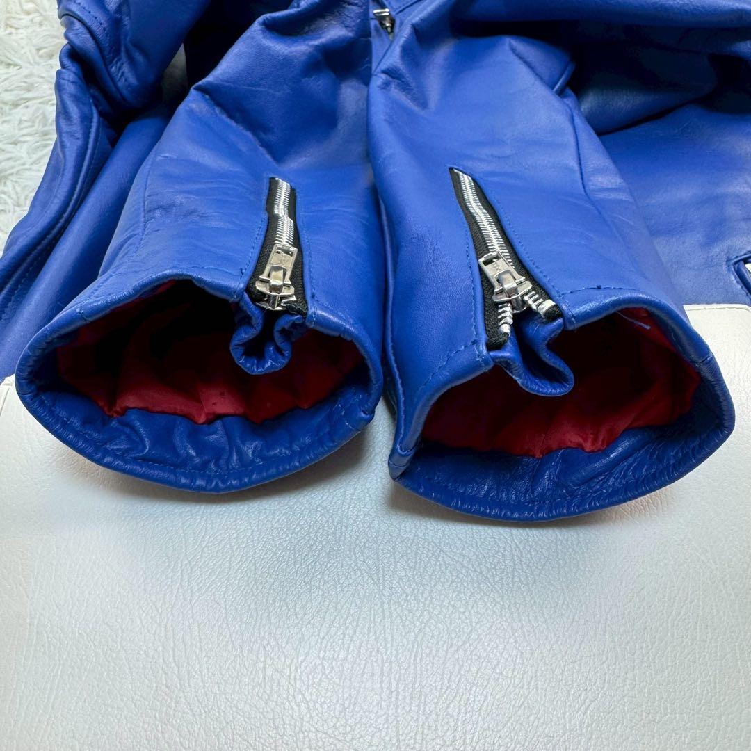 美品✨ HORN WORKS シングルライダース ブルー キルティング L