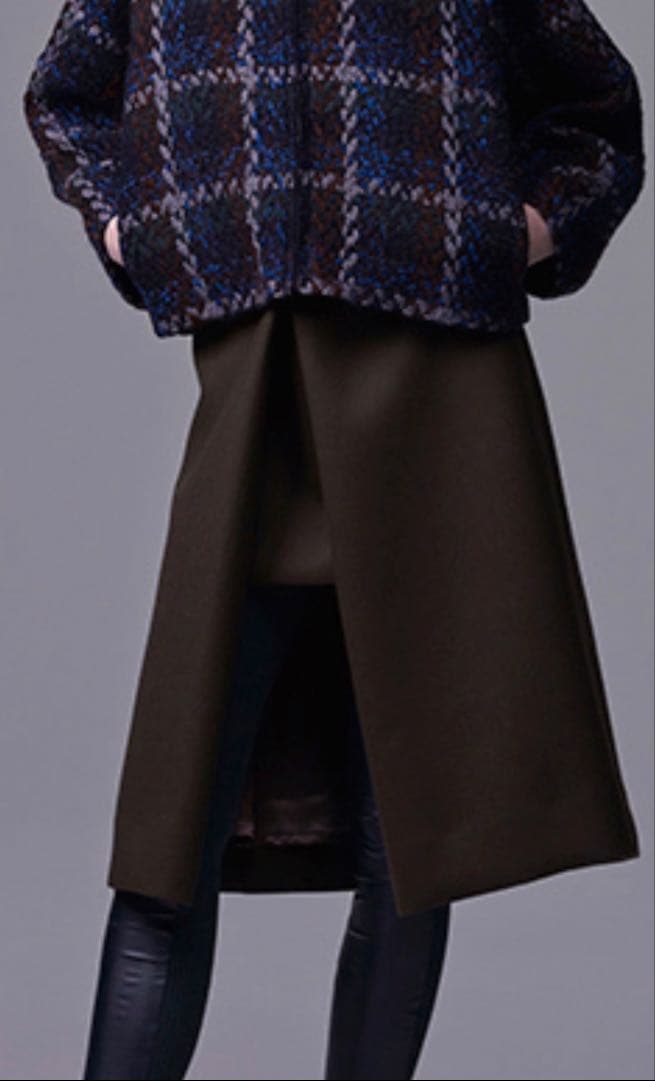 【お値下げ】sacai luck (サカイ ラック) 濃紺ウールメルトンスカート