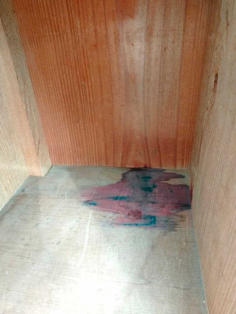 古道具　木製ガラスキャビネット ダークブラウン 2扉