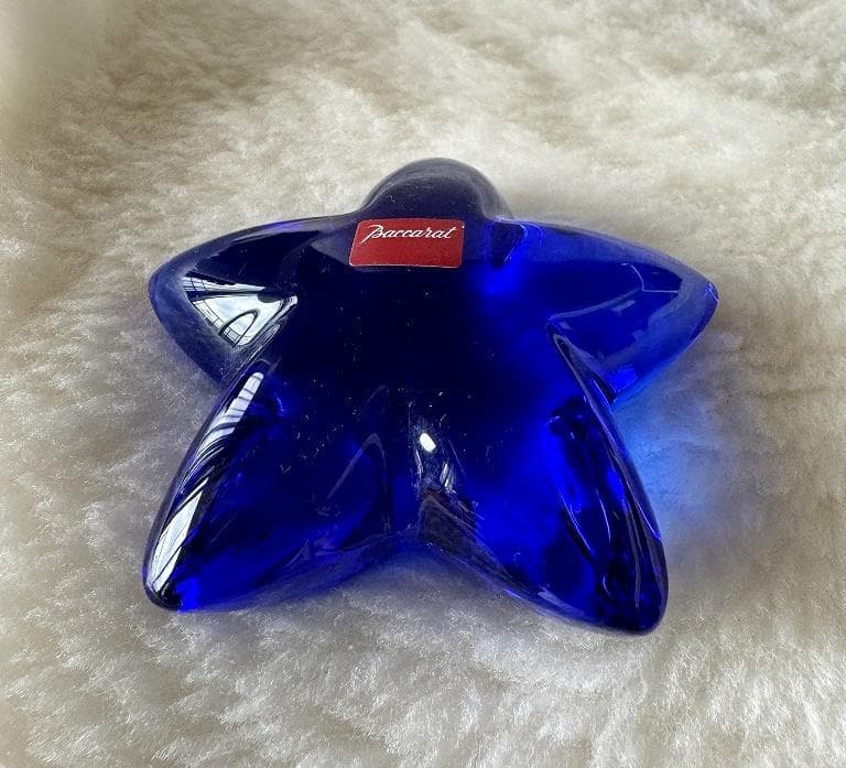 売約済み　バカラ　希少　クリスタル　ペーパーウェイト　青い星　ヒトデ　オブジェ