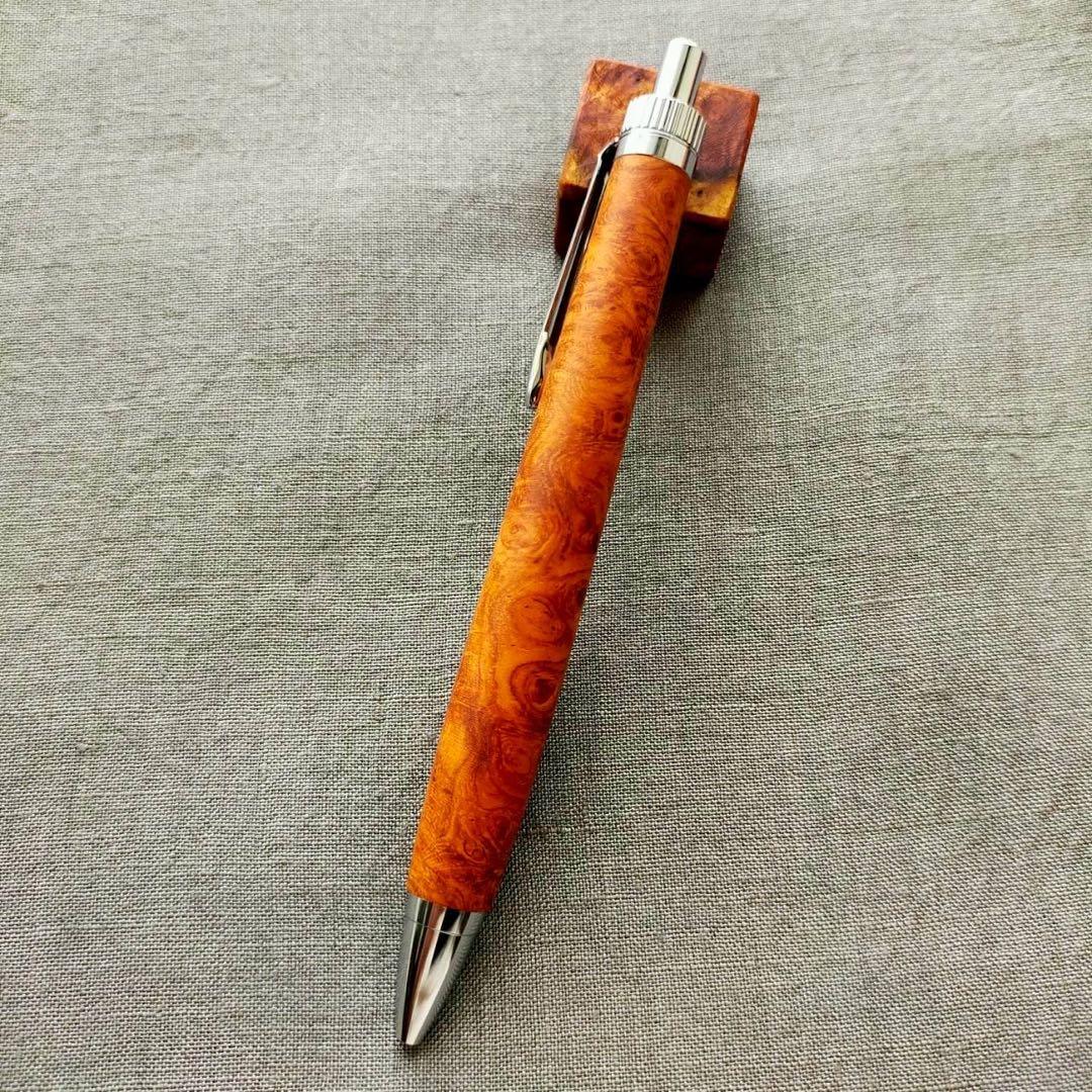 特上花梨瘤　ハンドメイド　木軸ボールペン　G2　天然木　シルバー