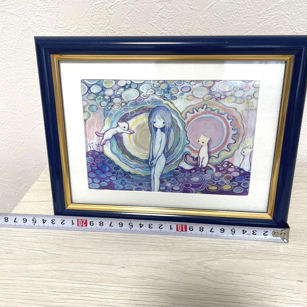 si_ku 黄菊しーく painting 原画　18×23cm(額縁含む)