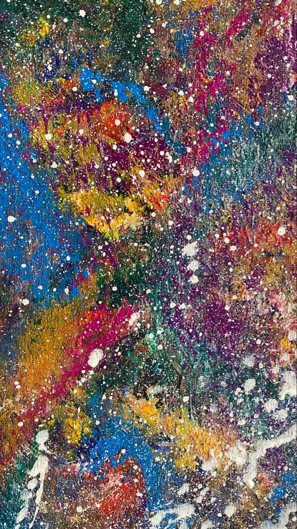 抽象アクリル画 宇宙風景