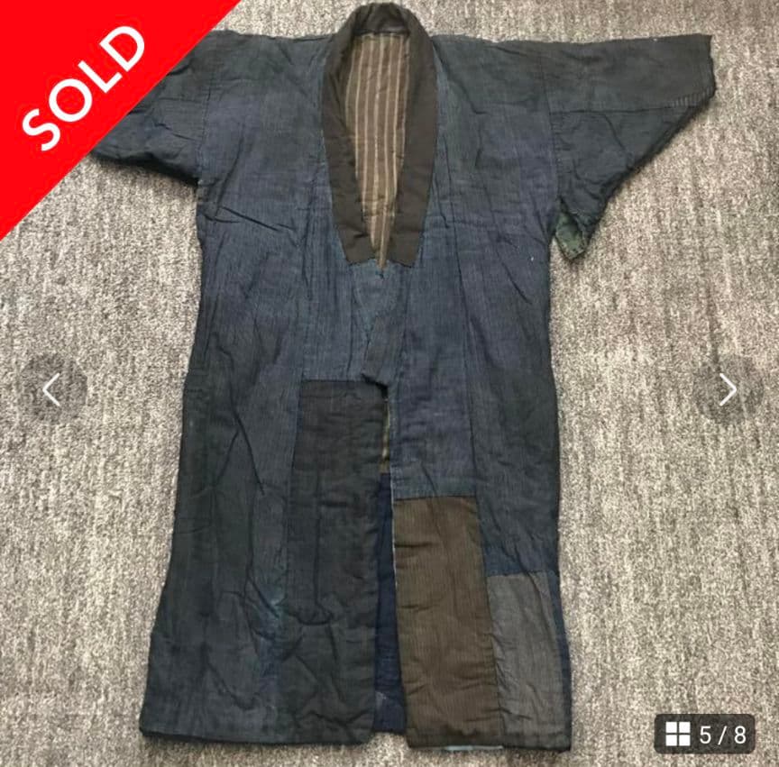 襤褸 野良着 着物 木綿 藍染 刺し子 継はぎ ヴィンテージ 綿入