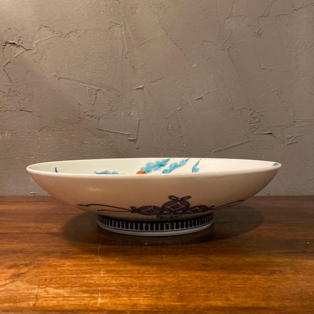 有田焼 色鍋島高台皿 船津彩雲 31cm大皿 共箱付き 古伊万里 骨董品