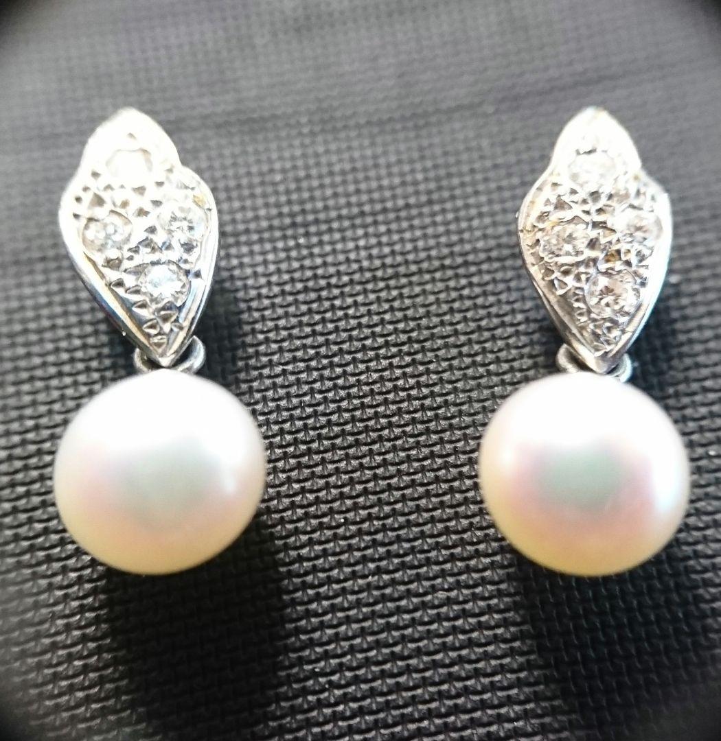 ヴィンテージ プラチナ Pt900アコヤ パールピアス ダイヤモンド